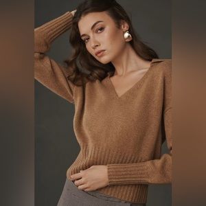 Reformation Beckie Cashmere Collared Sweater in Panko (Like New)
